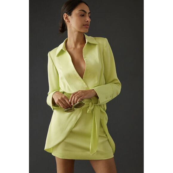 Anthropologie Misha Tie Front Mini Blazer Size 10 Green - Picture 1 of 12